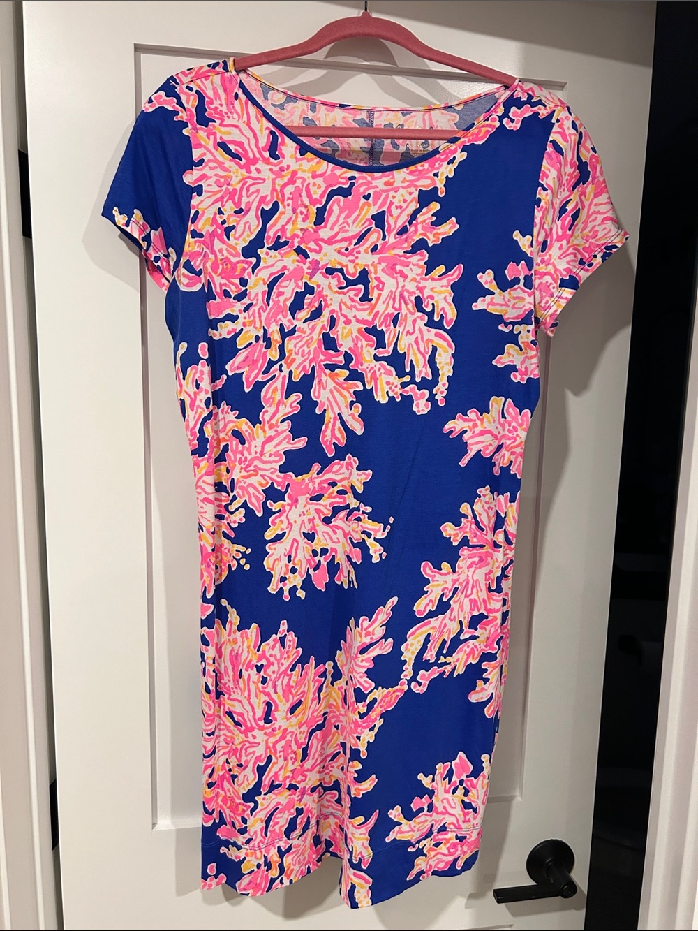 Lilly Pulitzer Bright Blue & Pink Short Sleeve Shift Dress